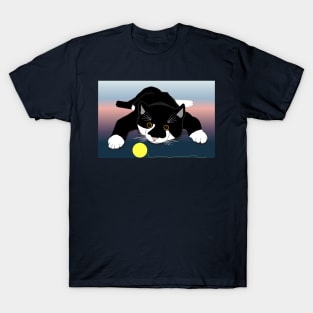 Cute Tuxedo cat chasing a ball  Copyright TeAnne T-Shirt